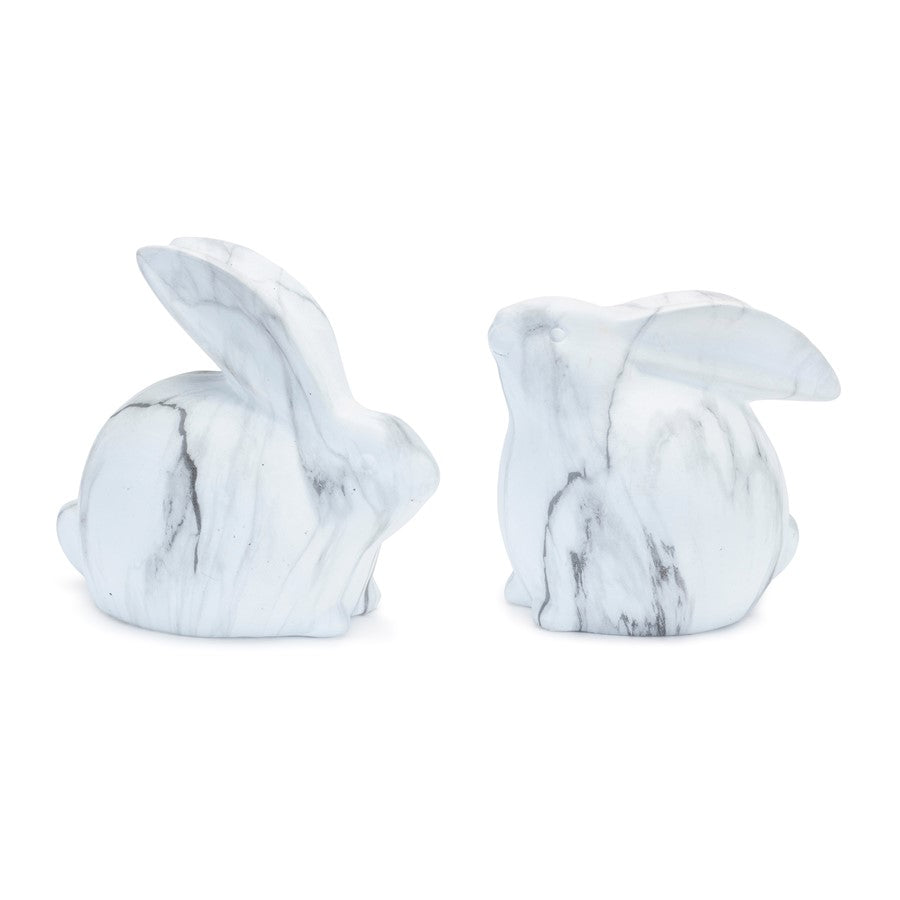Melrose Marble Design Rabbit Shelf Sitter, Set of 2, White/Grey - 92163DS