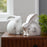 Melrose Marble Design Rabbit Shelf Sitter, Set of 2, White/Grey