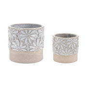 Melrose International Ceramic Floral Planter, Set of 2, Grey/Beige - 92166DS