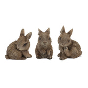 Melrose Mini Garden Bunny Rabbit Figurine (Set of 3), Brown - 92169DS