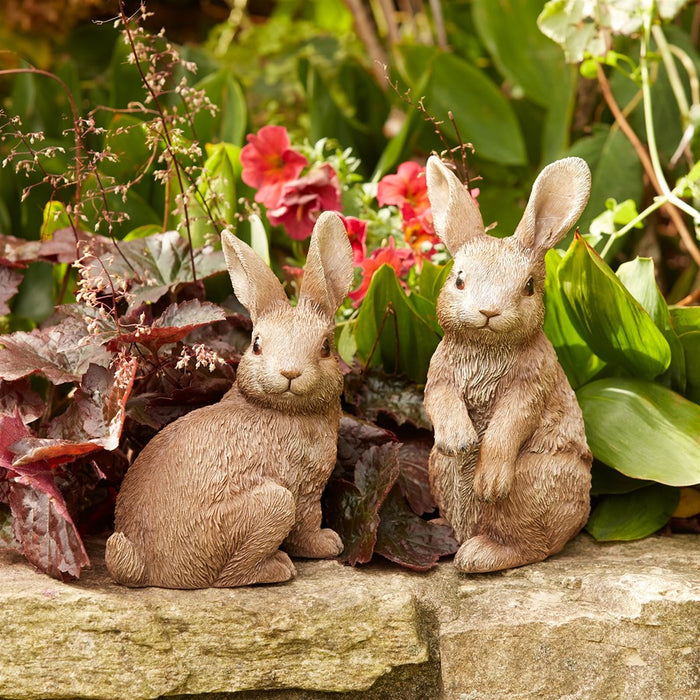 Melrose International Garden Bunny Rabbit Figurine, Set of 3, Brown
