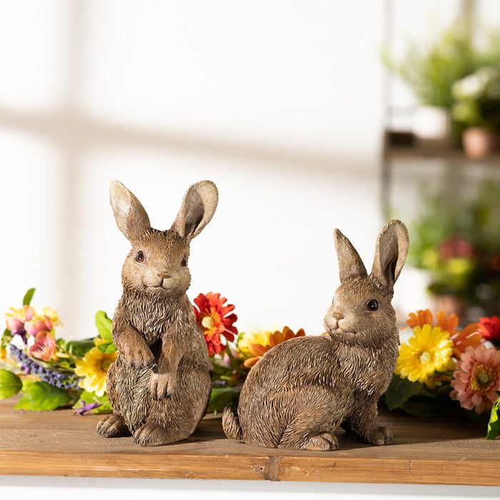 Melrose International Garden Bunny Rabbit Figurine, Set of 3, Brown