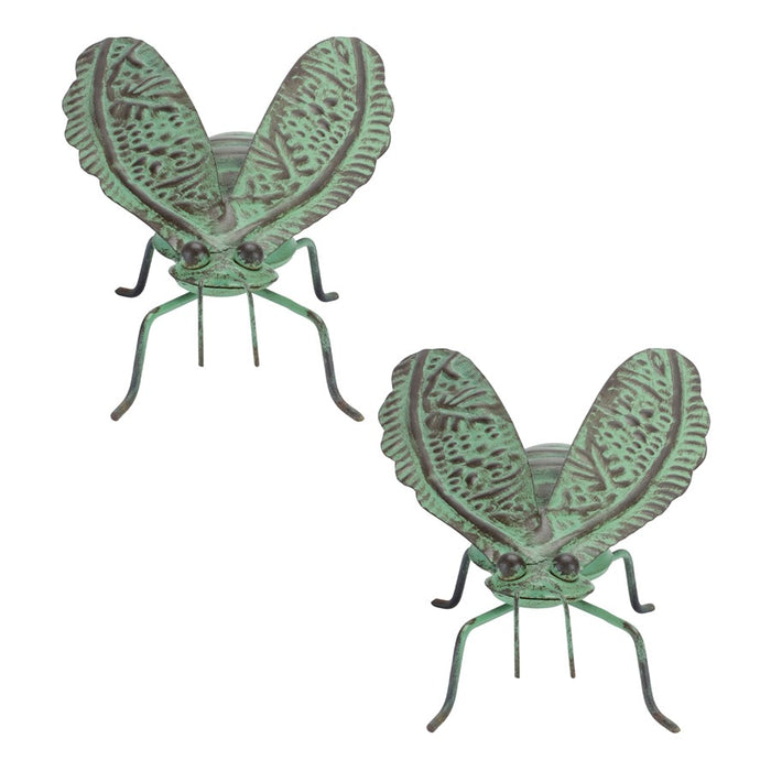 Melrose Iron Metal Bumble Bee Garden Accent, Set of 2, Green/Black