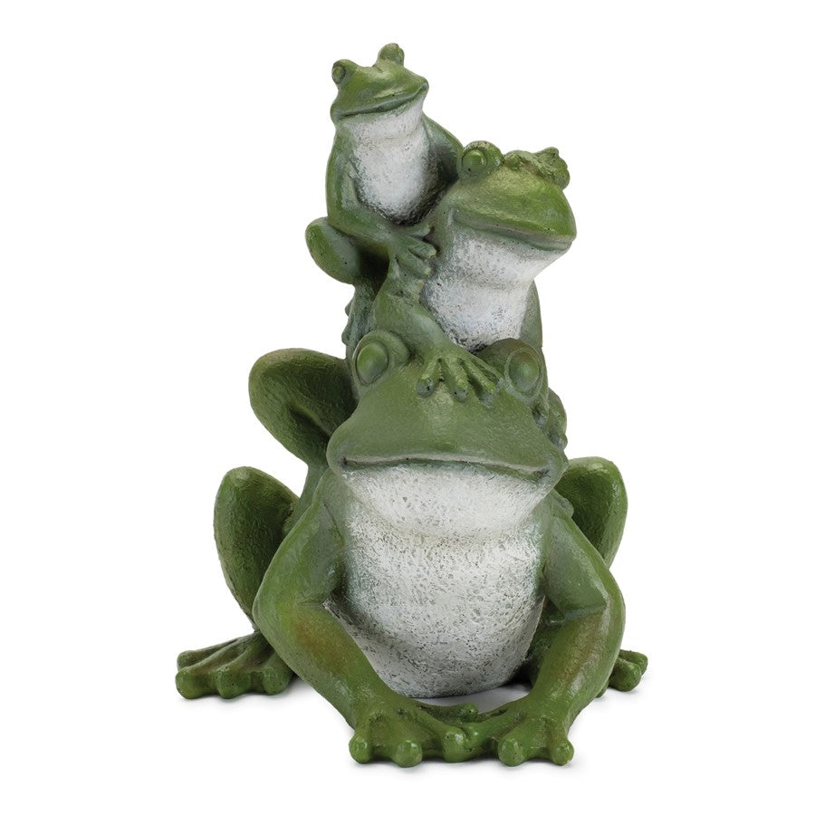 Melrose International Triple Garden Frog Stack Statue 9"H, Green - 92216DS