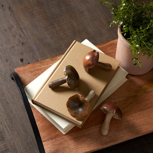 Melrose Stone Mushroom Shelf Sitter, Set of 12, Brown/Beige