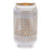 Melrose Lattice Punched Metal Lantern/Gold Accent 13.75"H, White/Gold - 92221DS