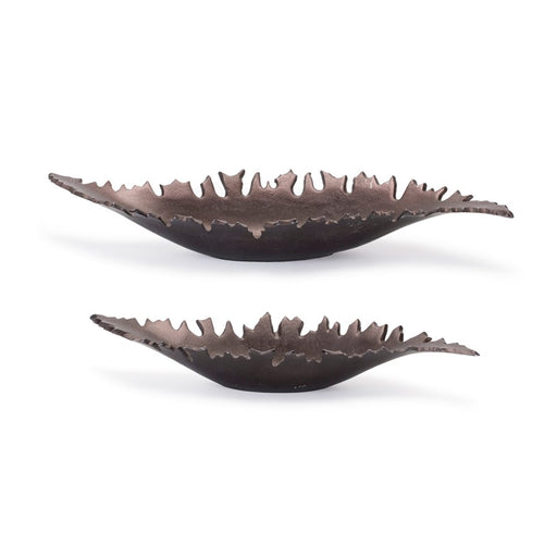 Melrose International Aluminum Leaf Bowl, Set of 2, Bronze - 92230DS