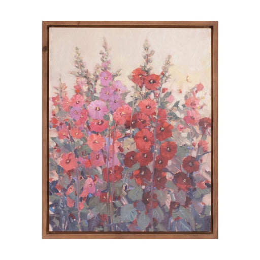 Melrose Framed Hollyhock Floral Canvas Art 29"H, Red/Pink/Beige - 92241DS