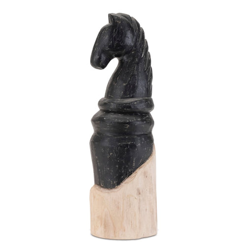 Melrose Mango Wood Knight Chess Piece Sculpture, Set of 2, Black/Beige - 92257DS