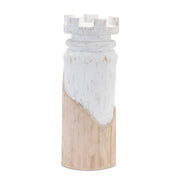 Melrose International Mango Wood Chess Piece, Set of 2, White/Brown - 92258DS