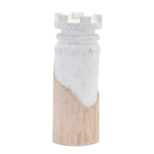 Melrose International Mango Wood Chess Piece, Set of 2, White/Brown - 92258DS