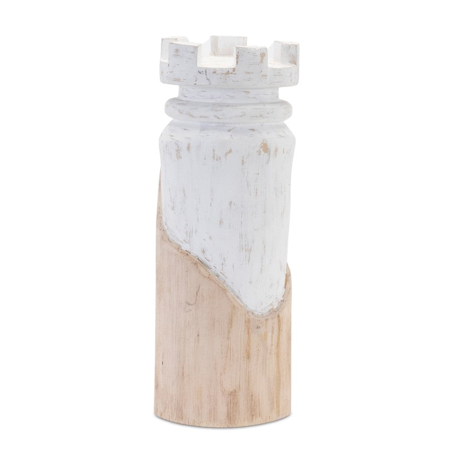 Melrose International Mango Wood Chess Piece, Set of 2, White/Brown - 92258DS