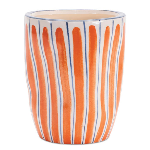 Melrose International Wavy Stripe Planter, Set of 6, Orange/Blue