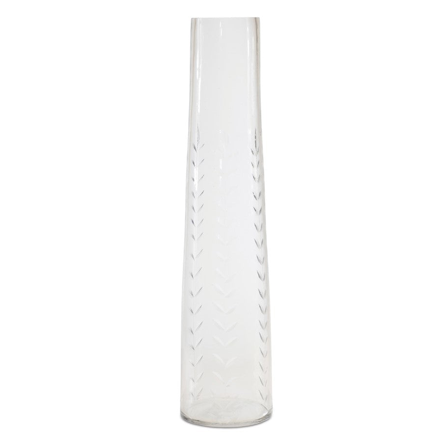 Melrose International Etched Soda Lime Glass Vase 11.5"H, CleaRed - 92283DS