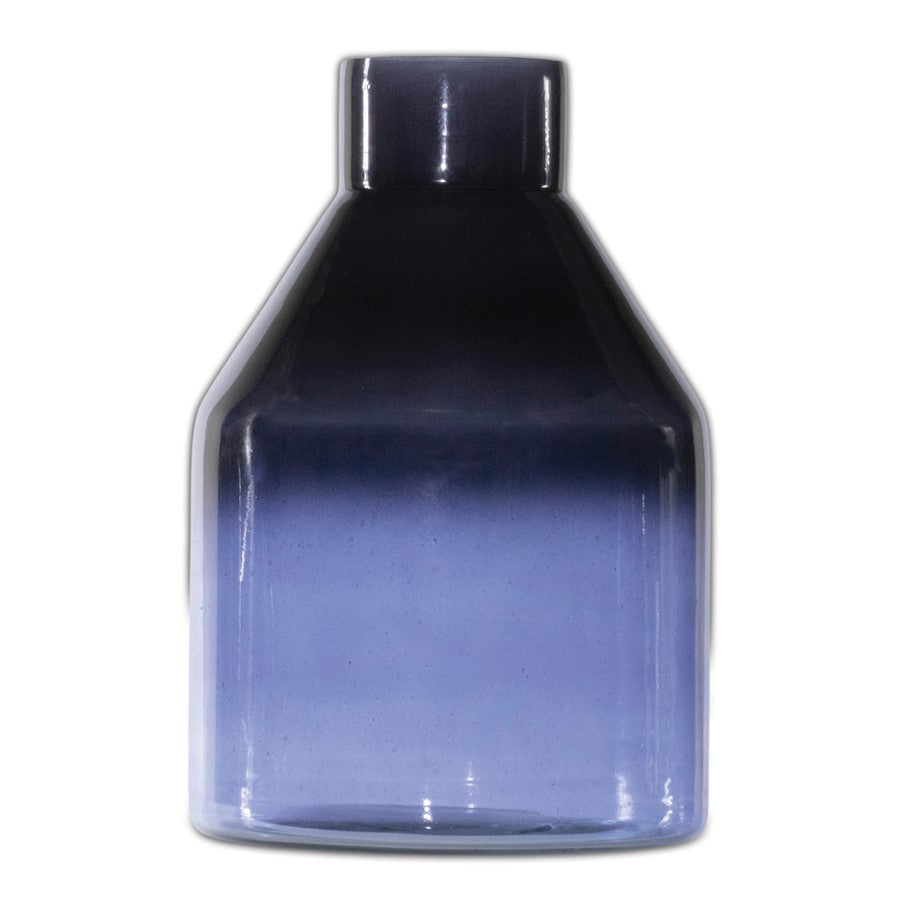 Melrose International Soda Lime Glass Bottle Vase 7"H, Blue - 92290DS