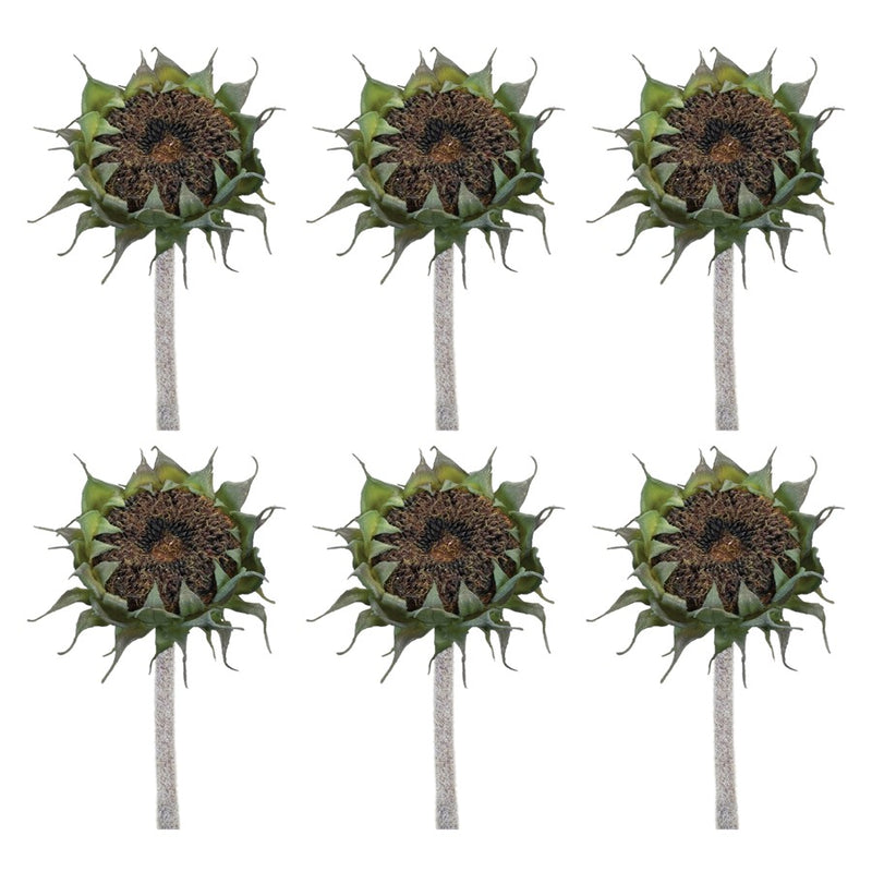 Melrose International Sunflower Stem, Set of 6, Black/Green