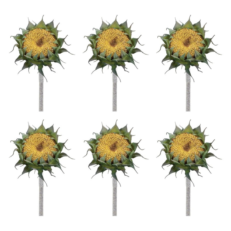 Melrose International Sunflower Stem, Set of 6, Yellow/Green