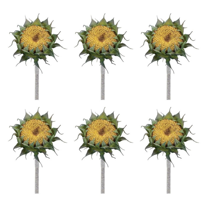 Melrose International Sunflower Stem, Set of 6, Yellow/Green