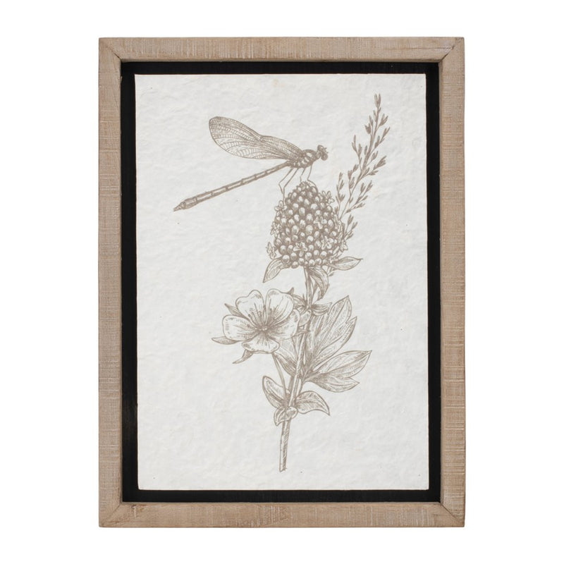 Melrose Int. Framed Floral Insect Print, Set of 3, Beige/White