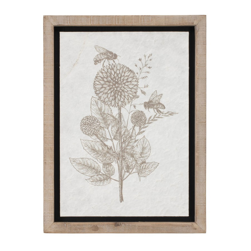 Melrose Int. Framed Floral Insect Print, Set of 3, Beige/White