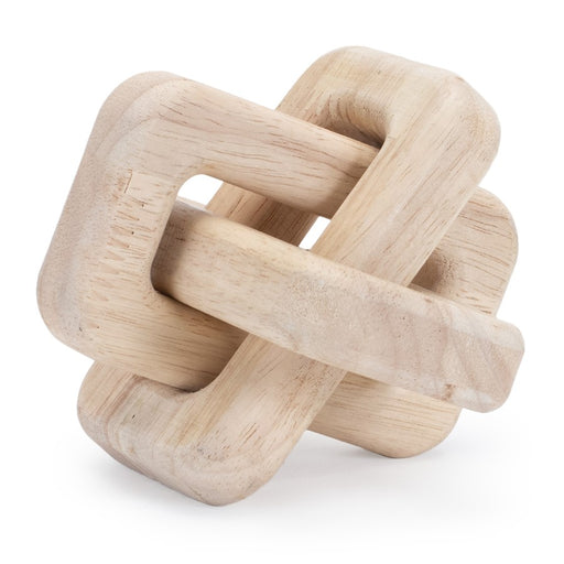 Melrose International Oak Wood Square Link Decor, Set of 3, Beige - 92310DS