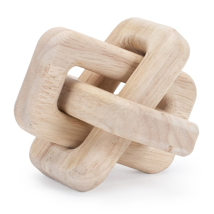 Melrose International Oak Wood Square Link Decor, Set of 3, Beige - 92310DS