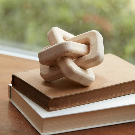 Melrose International Oak Wood Square Link Decor, Set of 3, Beige