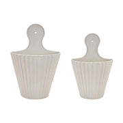 Melrose International Ribbed Metal Wall Pocket, Set of 2, White - 92311DS