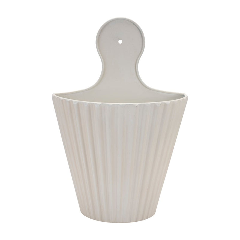Melrose International Ribbed Metal Wall Pocket, Set of 2, White