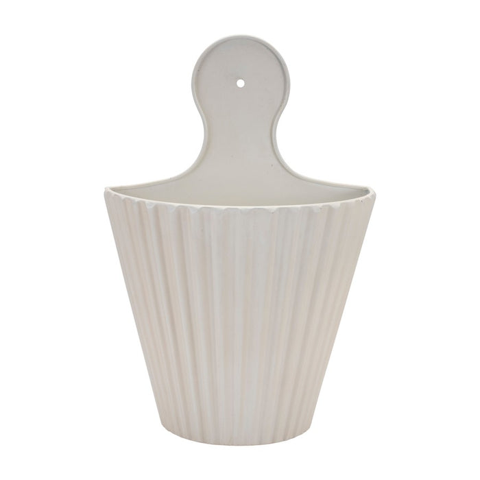 Melrose International Ribbed Metal Wall Pocket, Set of 2, White