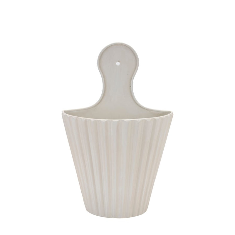 Melrose International Ribbed Metal Wall Pocket, Set of 2, White