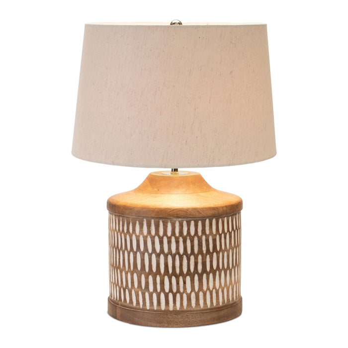 Melrose International Notched Wood Table Lamp 21.5"H, Brown/White - 92315DS
