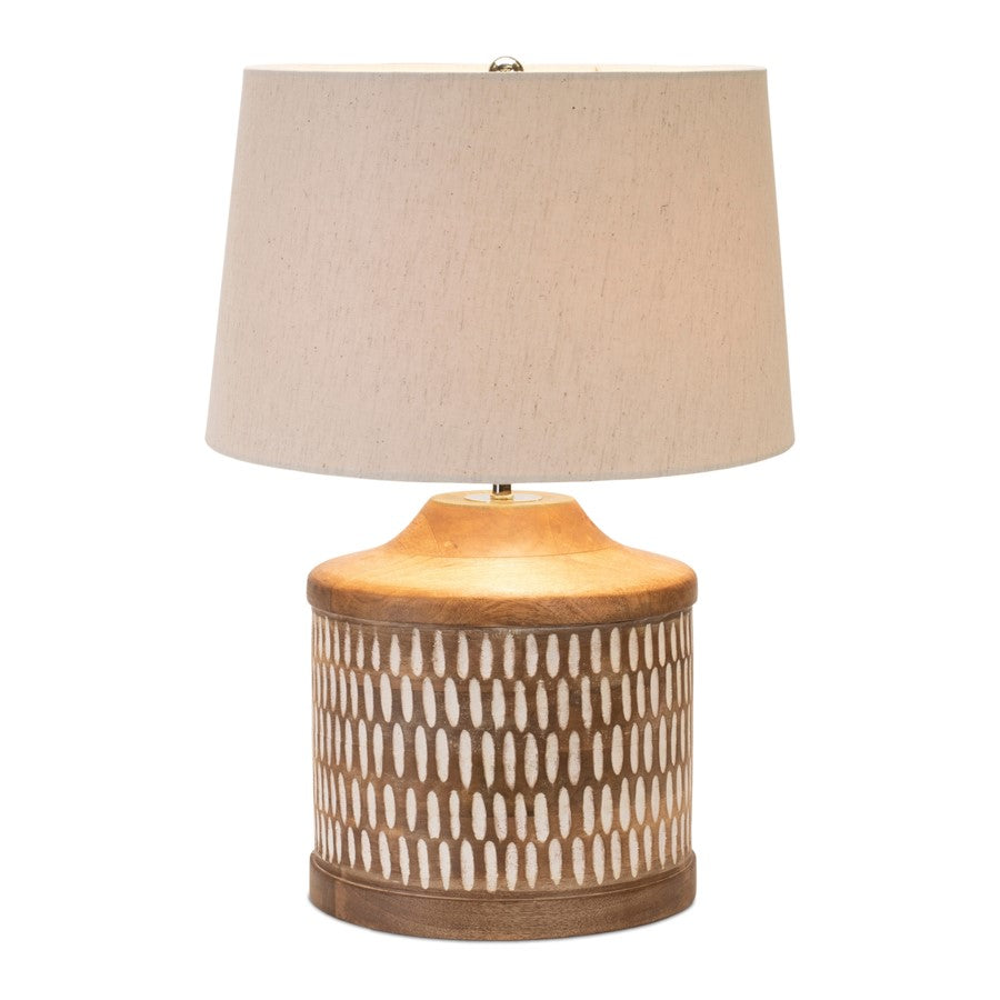 Melrose International Notched Wood Table Lamp 21.5"H, Brown/White - 92315DS