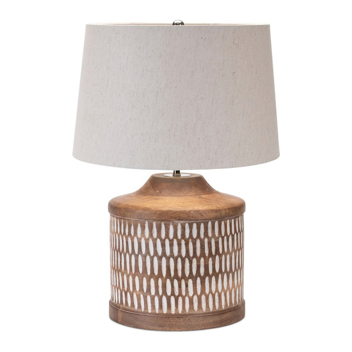 Melrose International Notched Wood Table Lamp 21.5"H, Brown/White