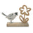 Melrose Metal Bird/Flower on Wood Base, Set of 2, Brown/Silver - 92326DS