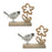 Melrose Metal Bird/Flower on Wood Base, Set of 2, Brown/Silver