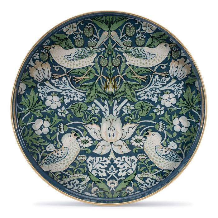 Melrose Rnd William Morris Tray 13.5"D, Blue/Beige/Green