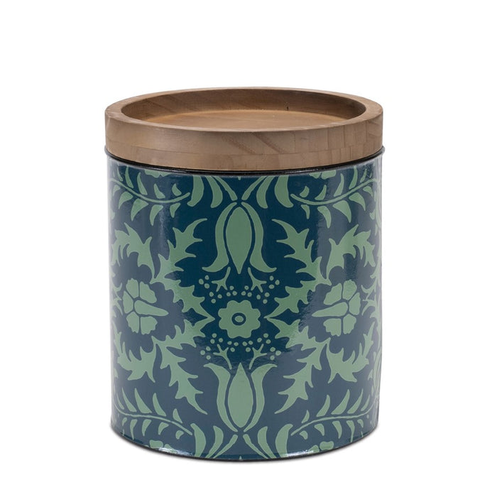 Melrose Round William Morris Canister, Set of 3, Green/Beige