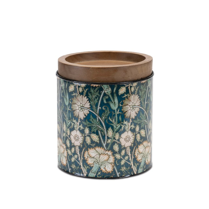 Melrose Round William Morris Canister, Set of 3, Green/Beige