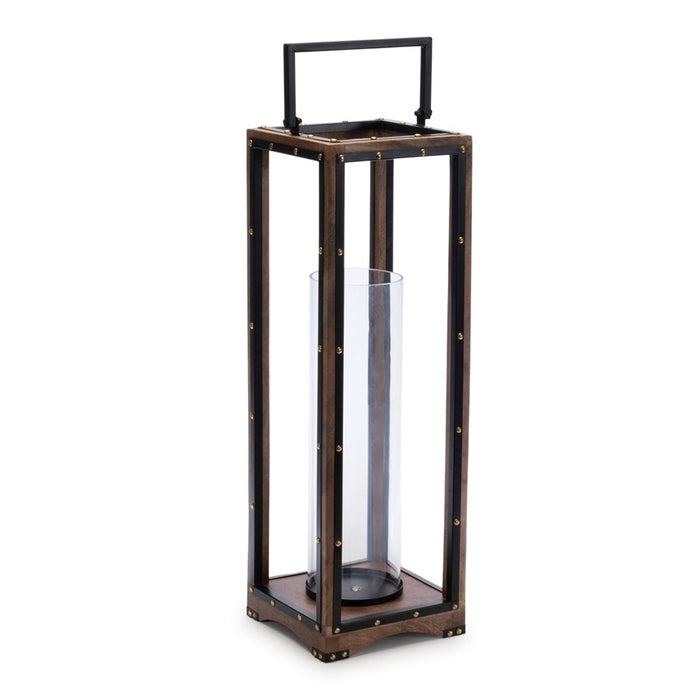 Melrose Framed Candle Holder/Rivet Detail 25.25"H, Black/ Brown - 92354DS