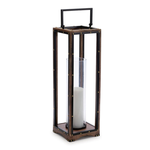 Melrose Framed Candle Holder/Rivet Detail 25.25"H, Black/ Brown