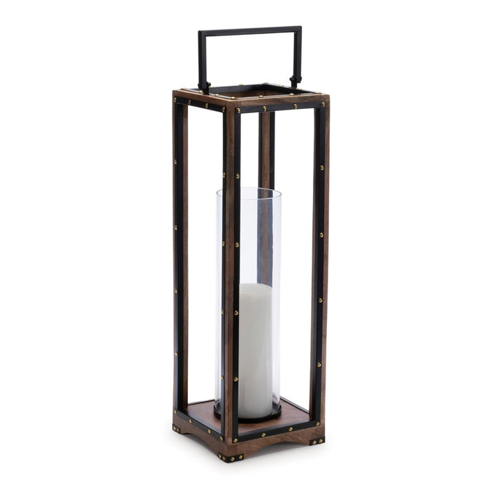 Melrose Framed Candle Holder/Rivet Detail 25.25"H, Black/ Brown
