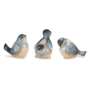 Melrose Ceramic Bird Figurines/Unglazed Accents (Set of 3), Blue/Beige - 92357DS