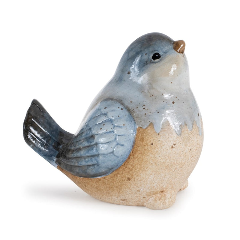 Melrose Ceramic Bird Figurines/Unglazed Accents (Set of 3), Blue/Beige