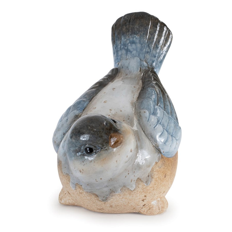 Melrose Ceramic Bird Figurines/Unglazed Accents (Set of 3), Blue/Beige
