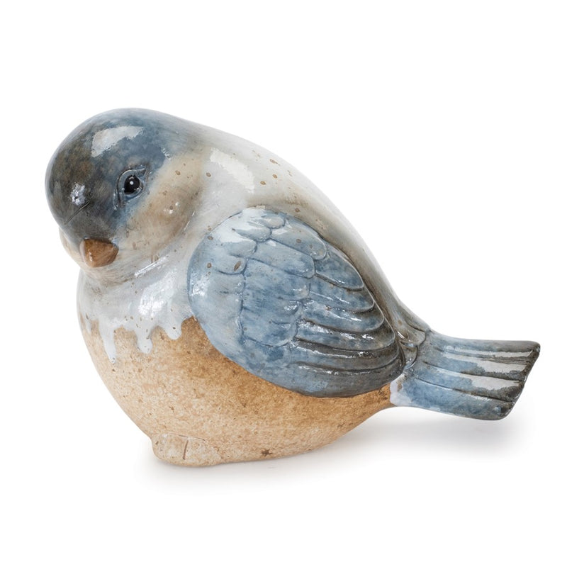 Melrose Ceramic Bird Figurines/Unglazed Accents (Set of 3), Blue/Beige