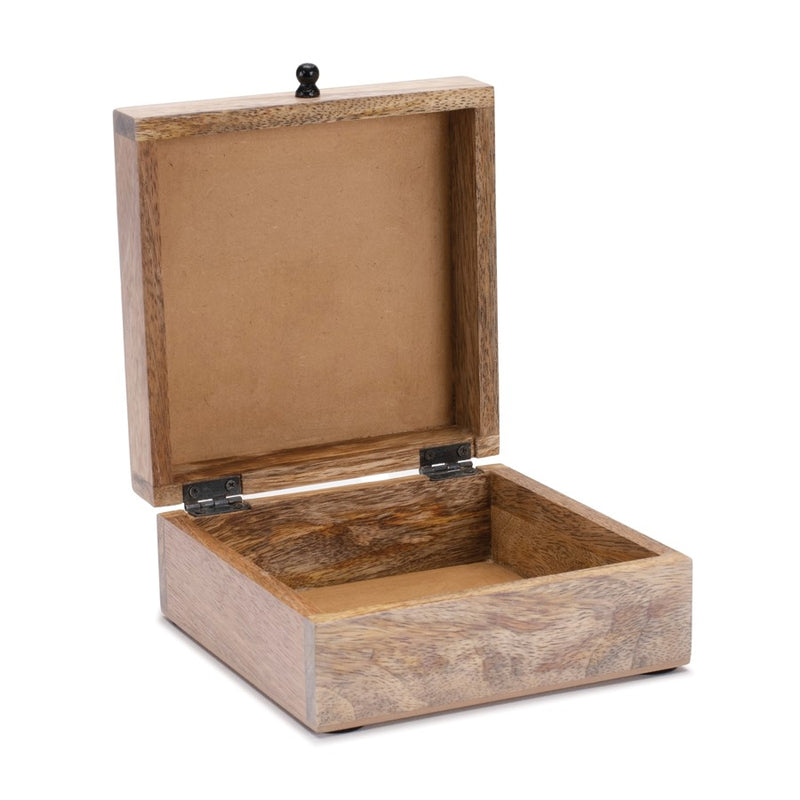 Melrose Mango Wood Box/Art Deco Lid 6.5"W, Black/White/Beige