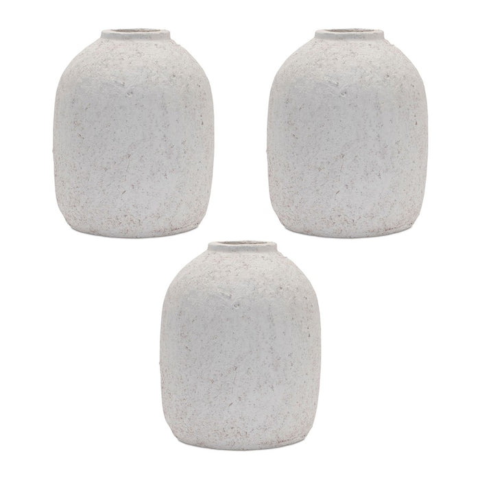 Melrose International Distressed Terra Cotta Bud Vase, Set of 3, White