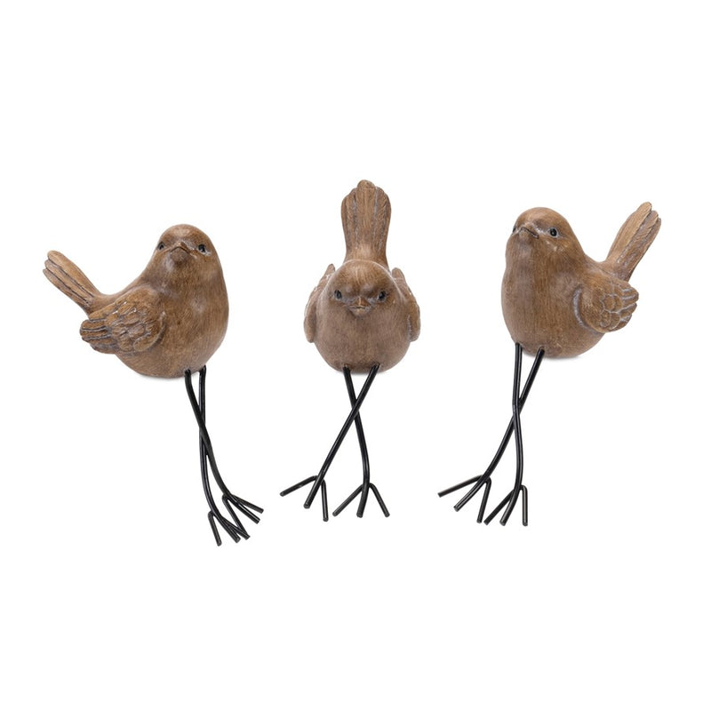 Melrose International Etched Bird Shelf Sitter, Set of 6, Brown/Black - 92371DS