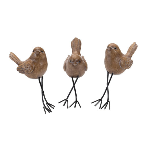 Melrose International Etched Bird Shelf Sitter, Set of 6, Brown/Black - 92371DS